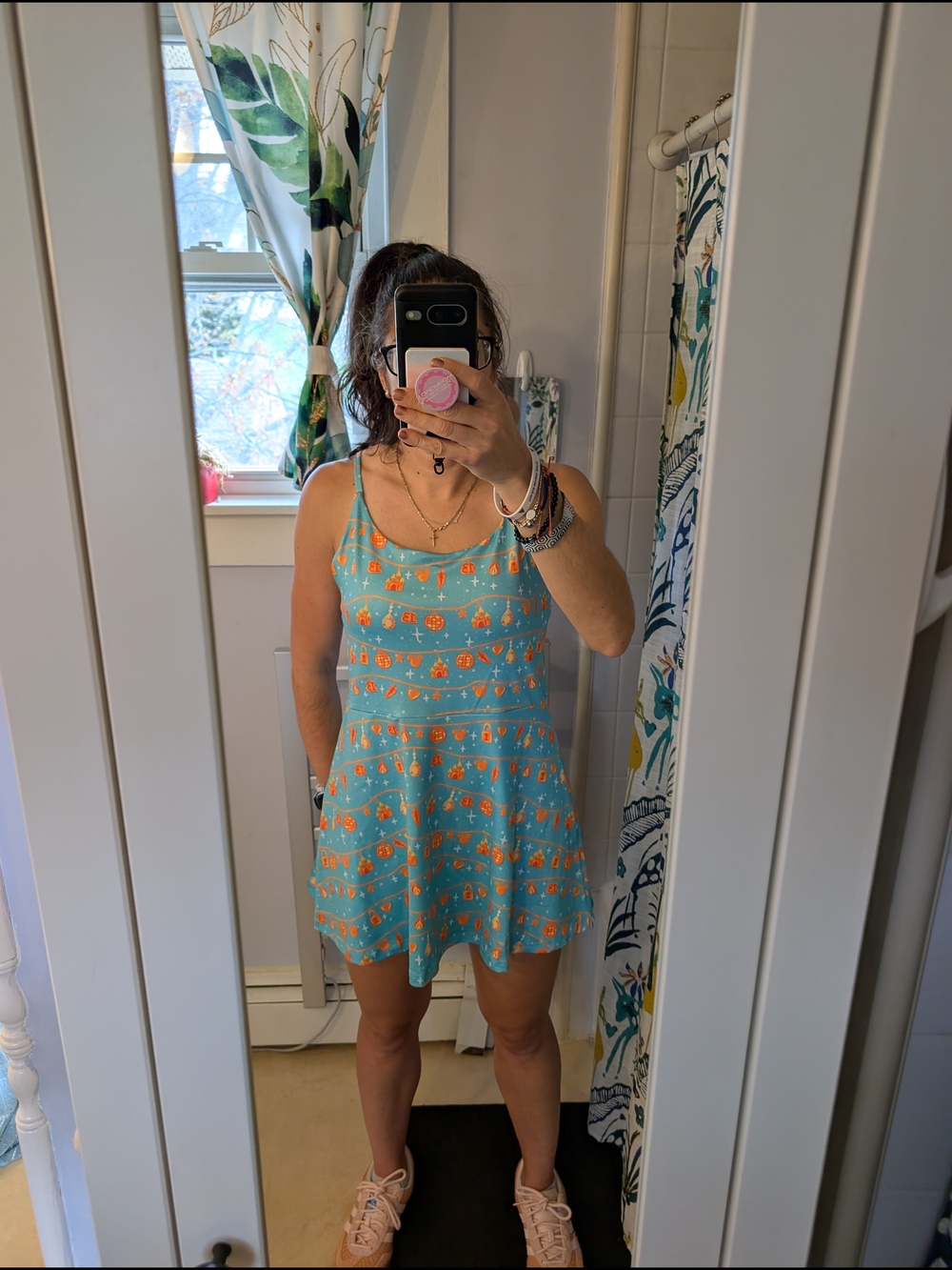 Aqua Blue Swifty Spaghetti Strap Skater Dress